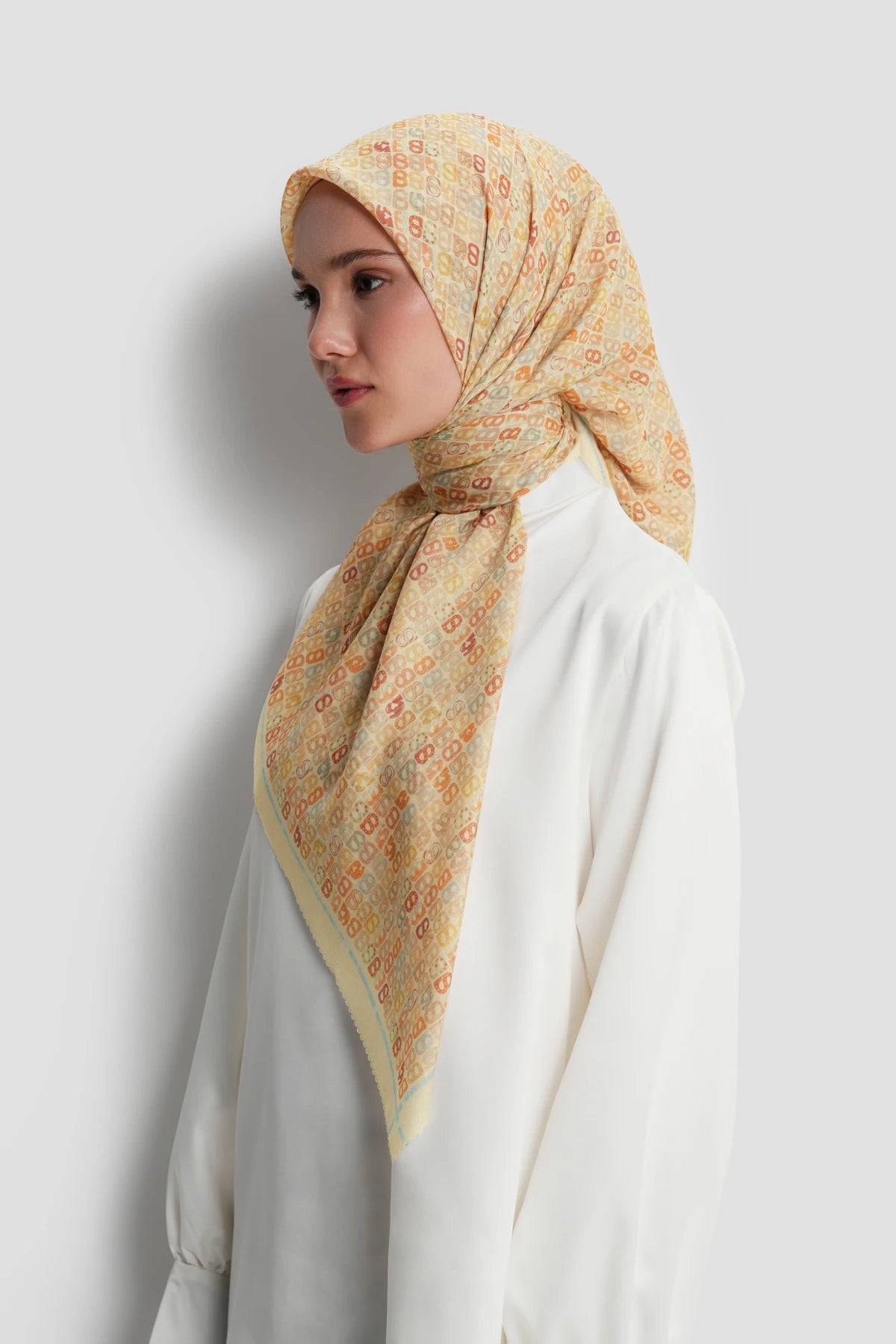nagita square scarf in butter by buttonscarves worn looks