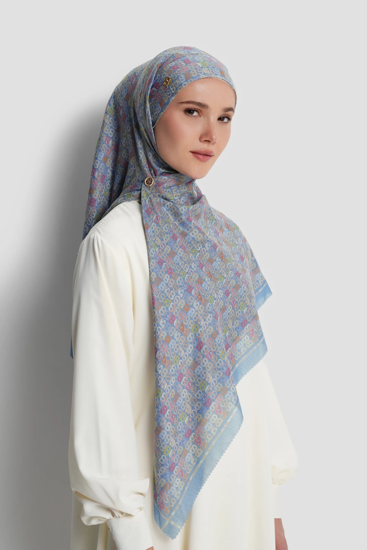 nagita tie back square scarf in polaris by buttonscarves side view