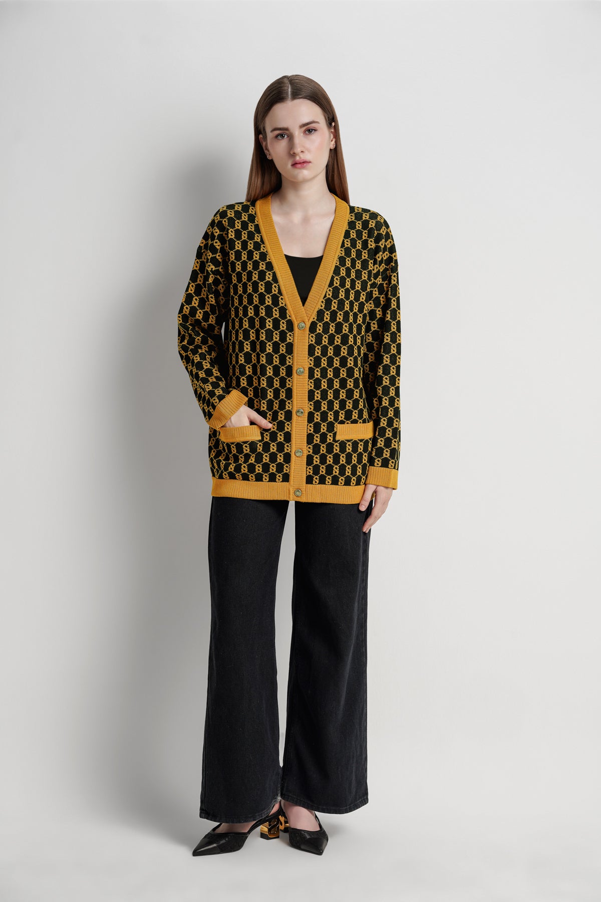 Signature Monogram Cardigan - Tumeric