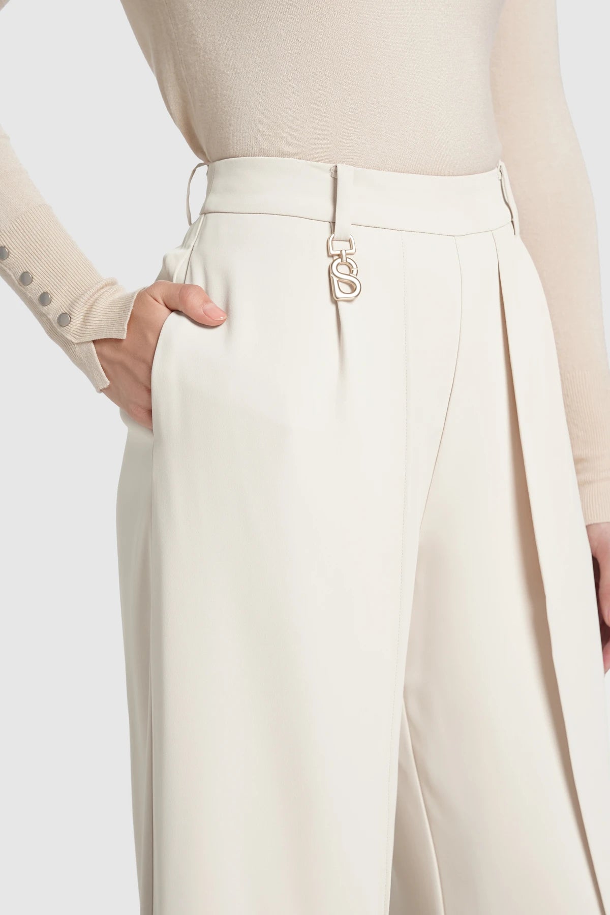 Signature Wide Pants - Cream