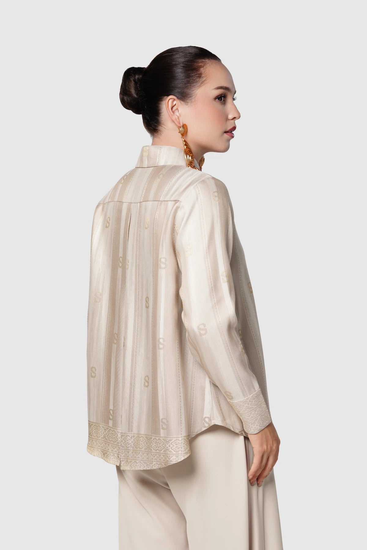 Songket Basic Shirt - Cream