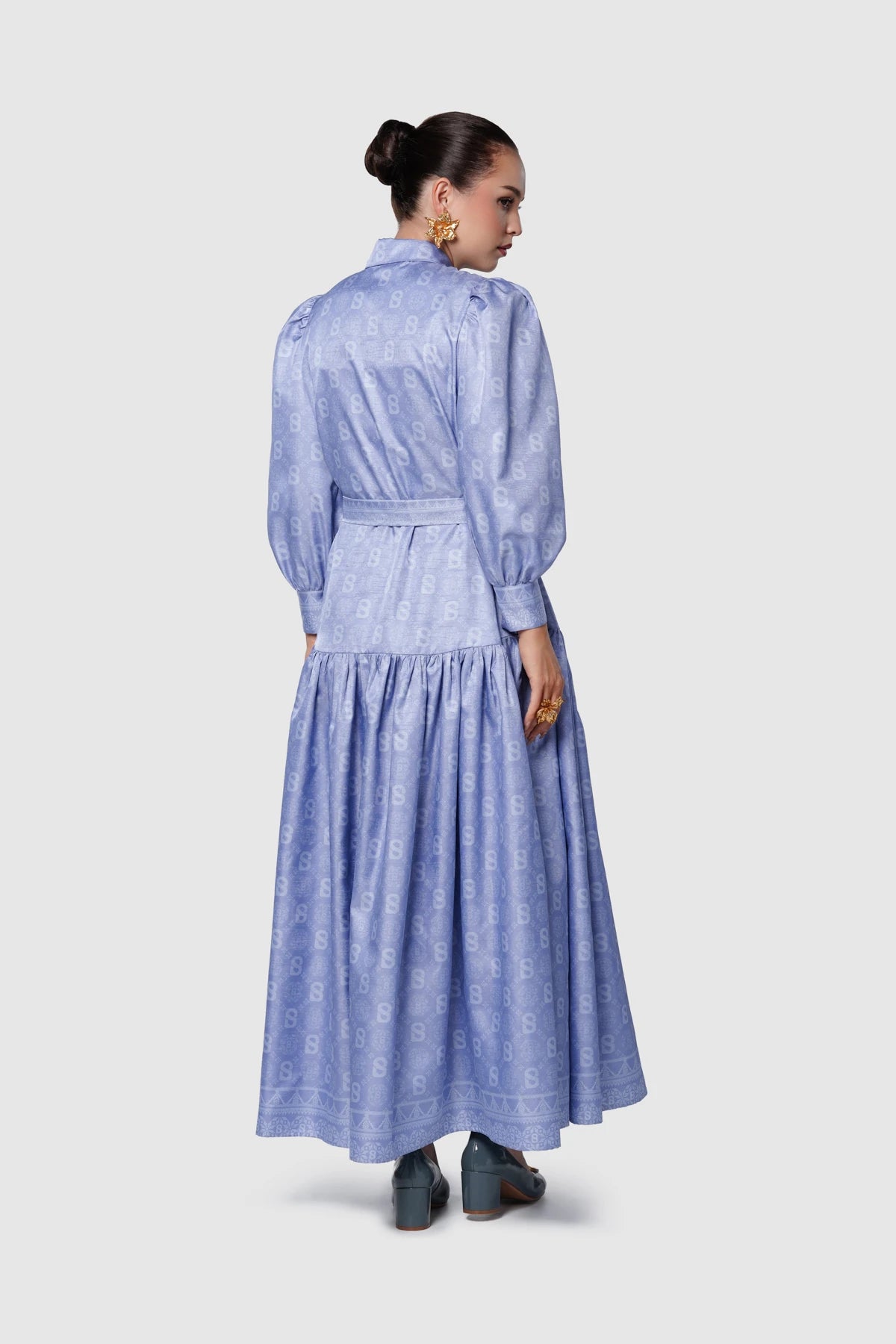 Songket Shirt Dress - Blue