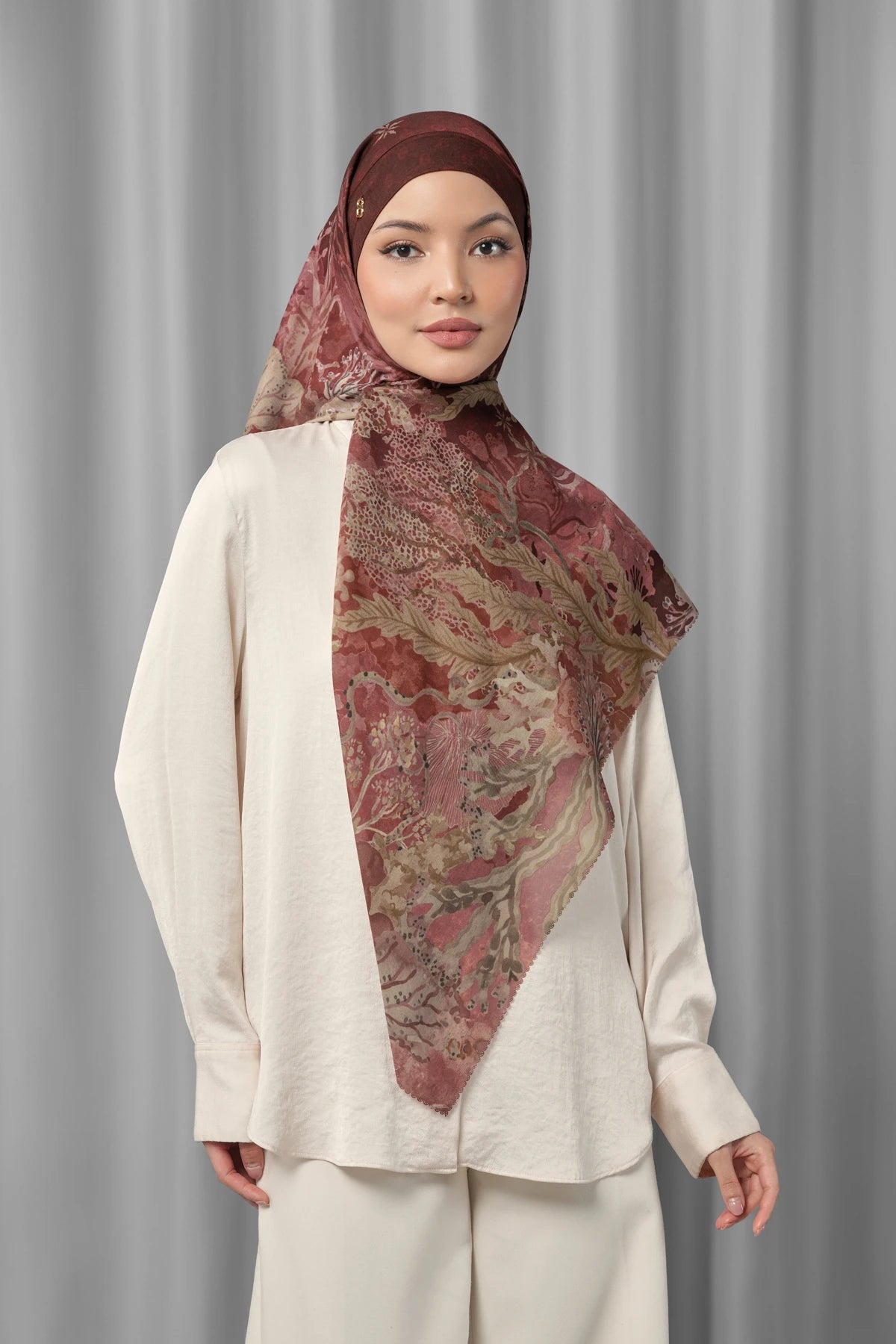 king crab under the sea tie back square by buttonscarves styled in a modern hijab look