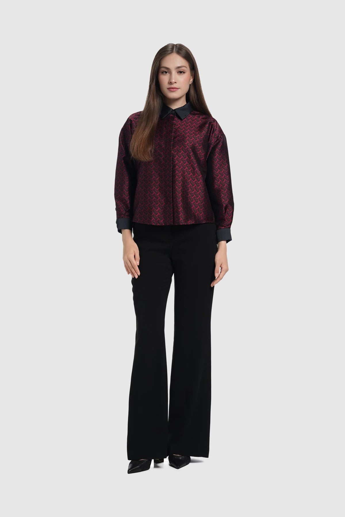Verena Crop Shirt - Maroon
