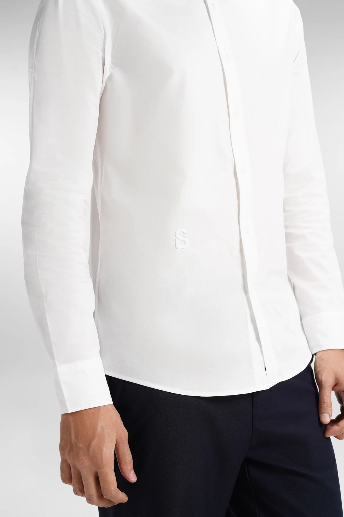 everyday men embroidery long sleeve shirt in white by buttonscarves detail