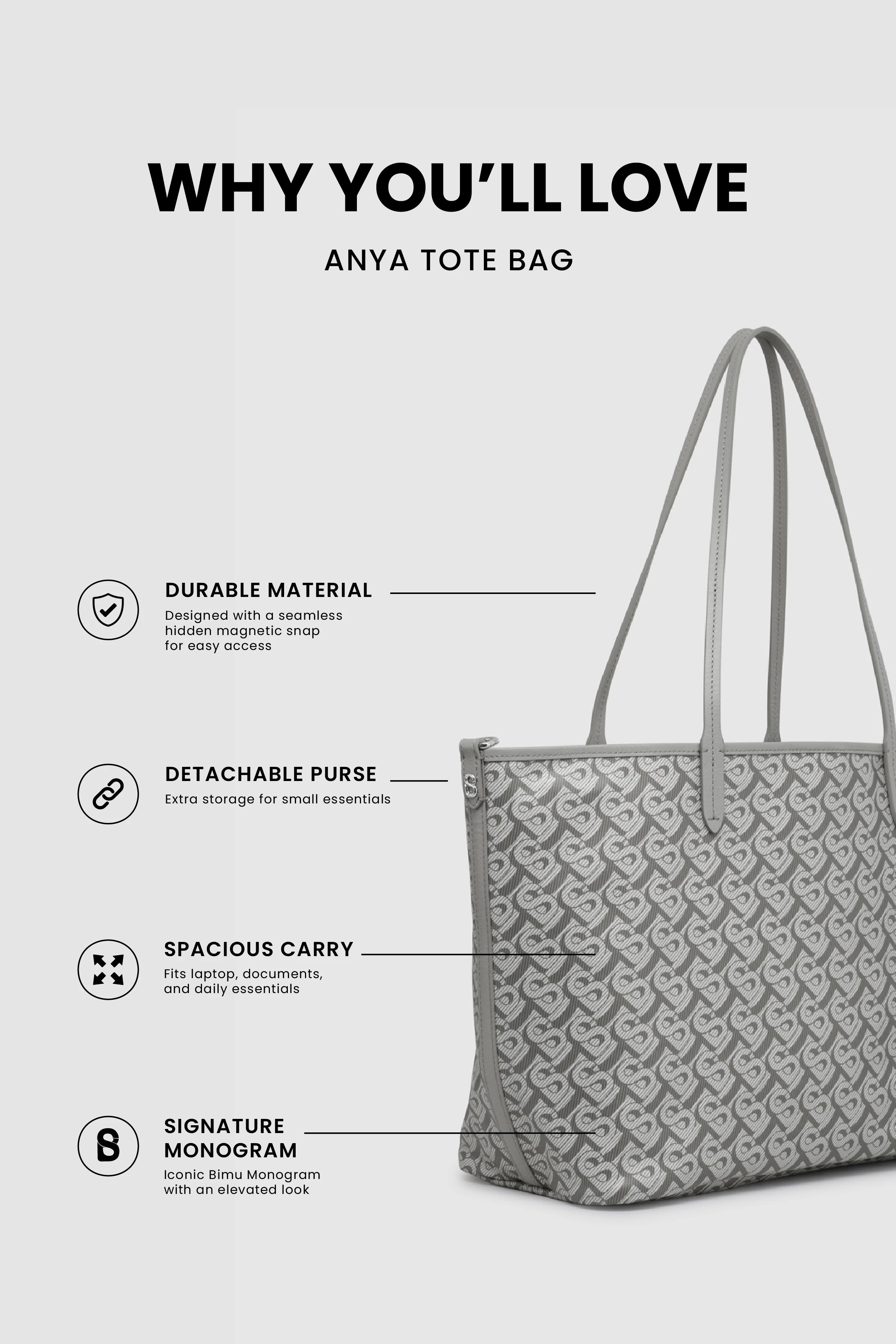 Anya Tote Bag - Grey