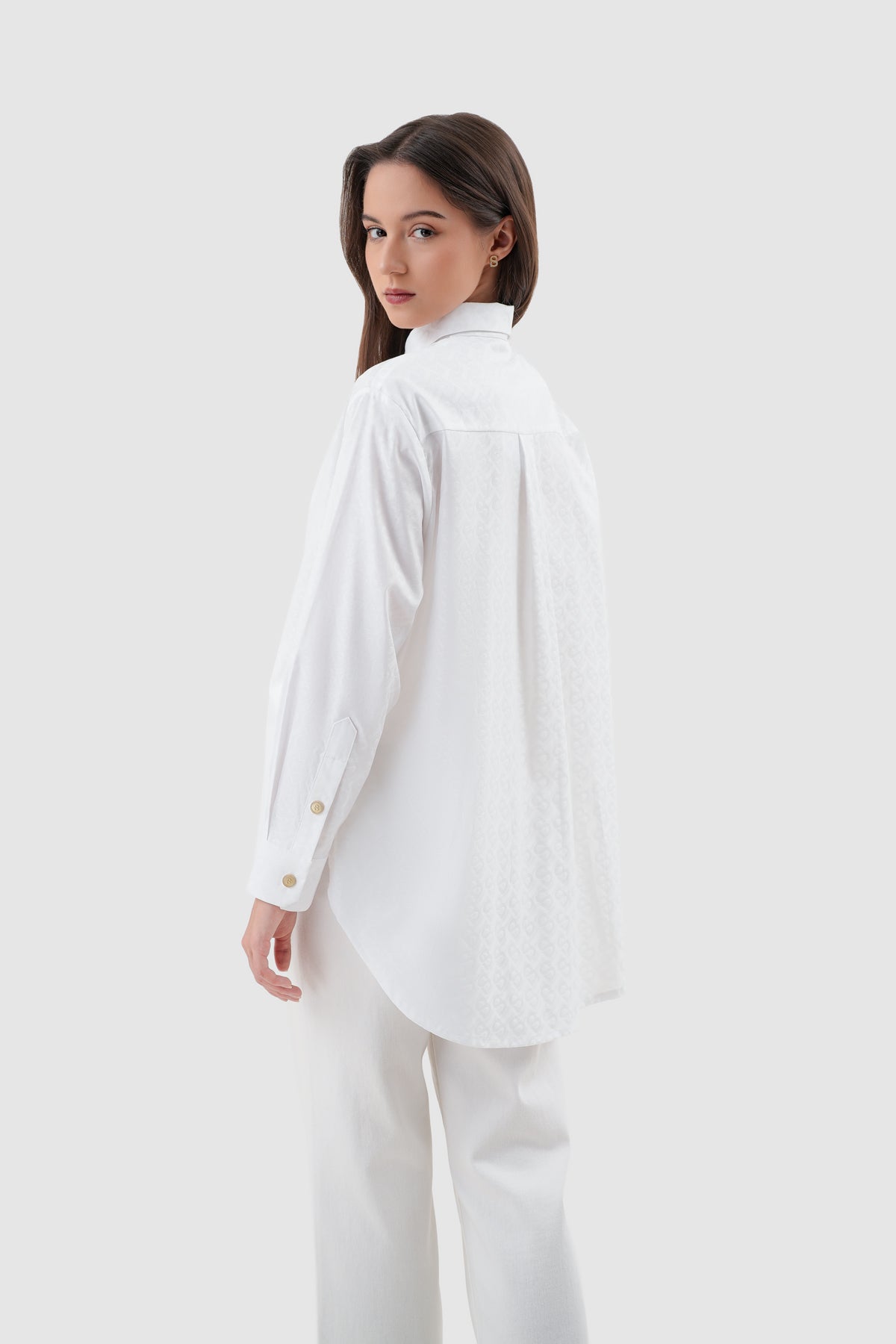 Parisian Embroidery Oversized Shirt - White