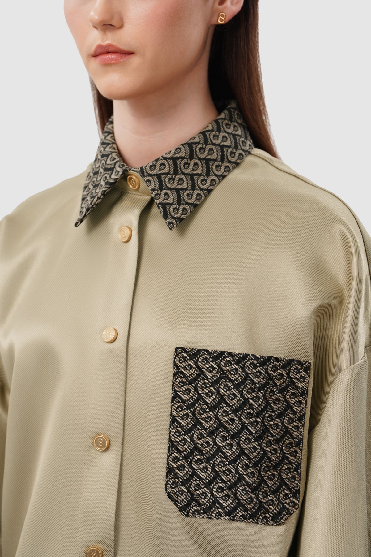 Bimu Mix Fabric Shirt - Taupe