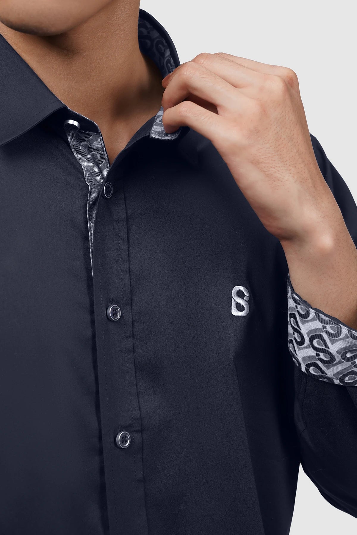 Signature Men Poplin Shirt Long Sleeve - Navy
