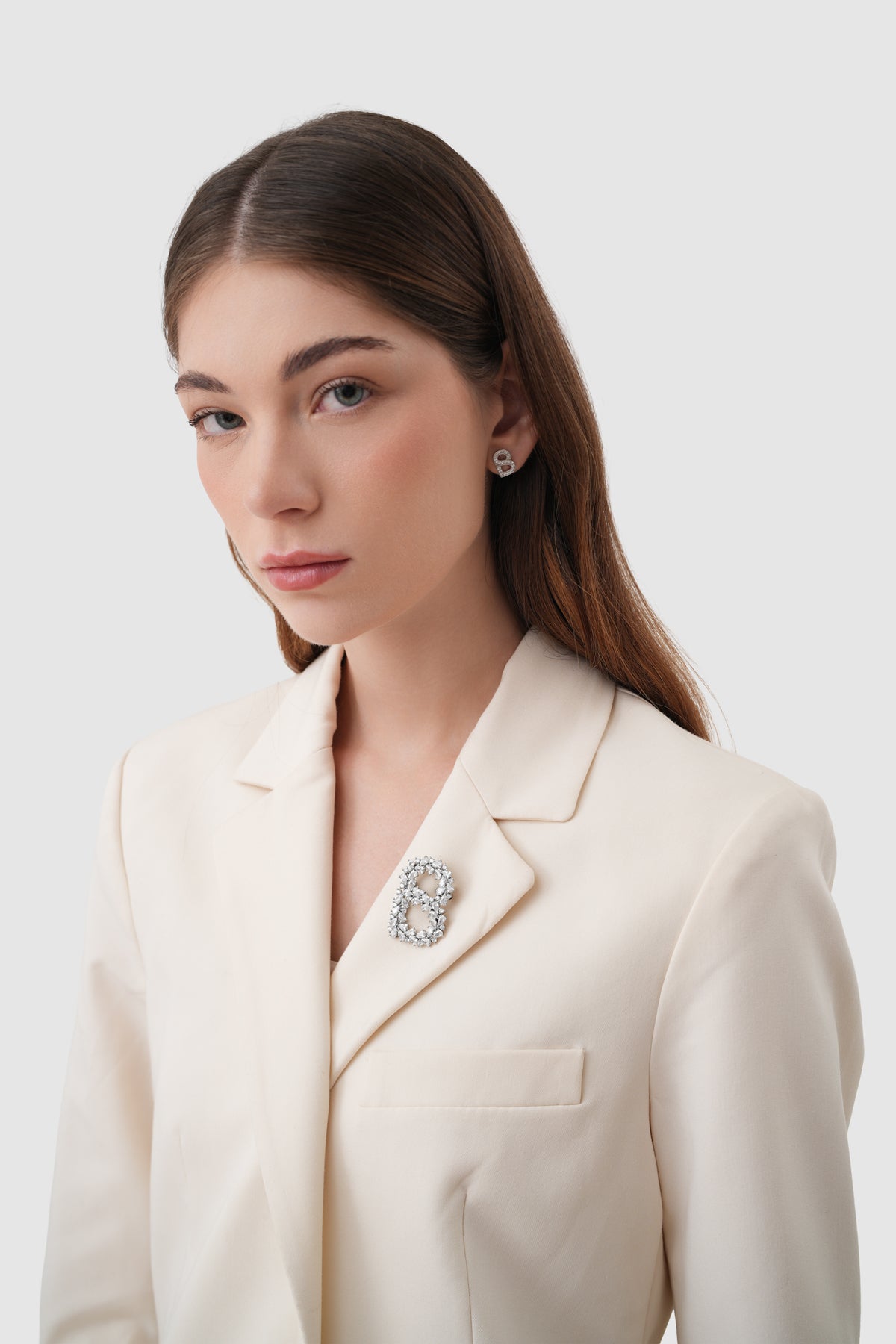 Signature Crystal Brooch - Silver