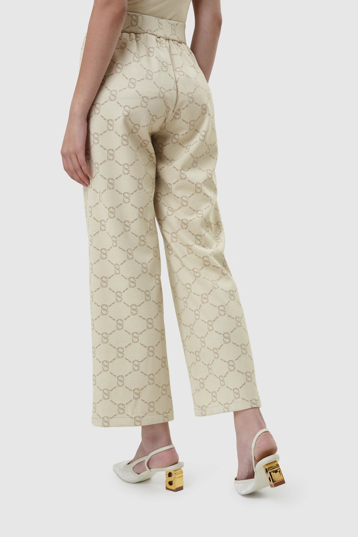 Beverly Monogram Pants - Cream