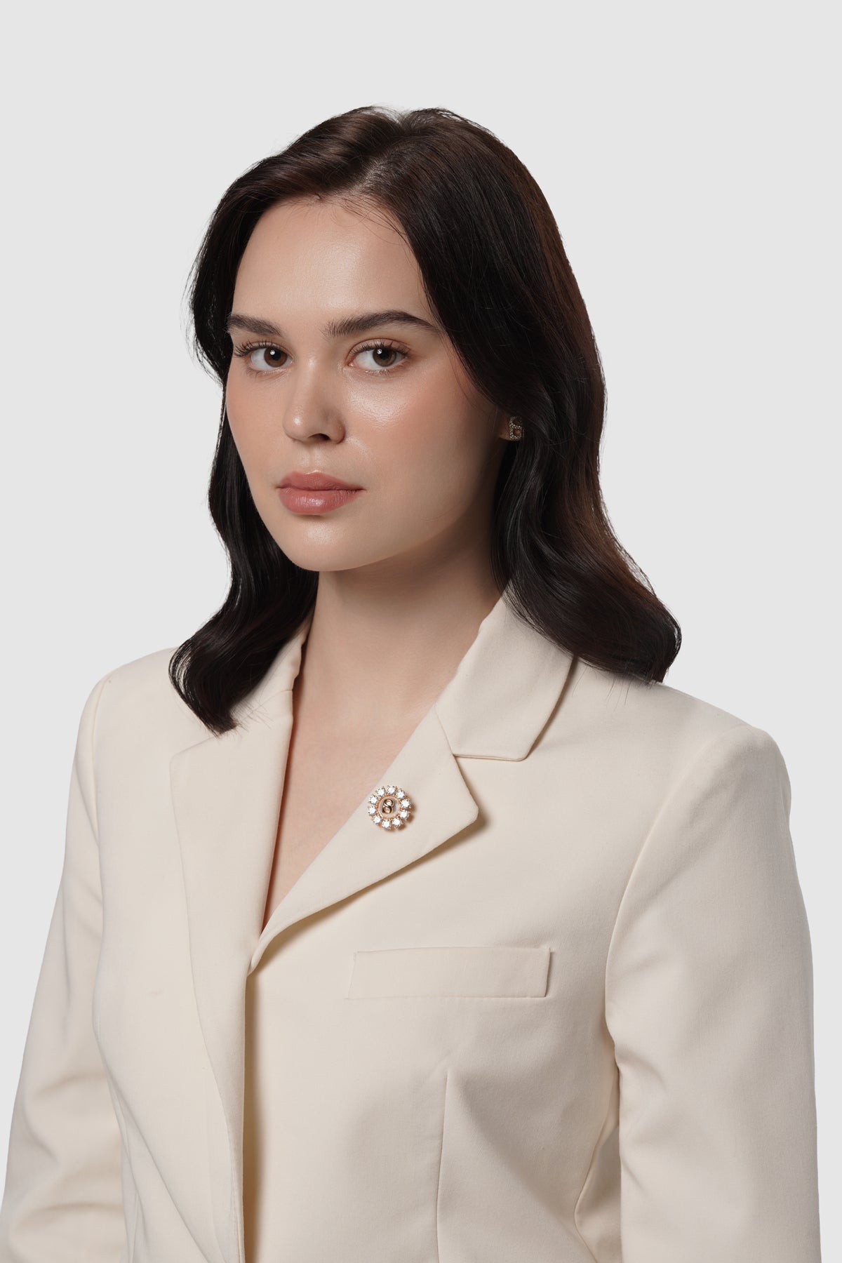 Amara Crystal Pin Brooch - Rose Gold