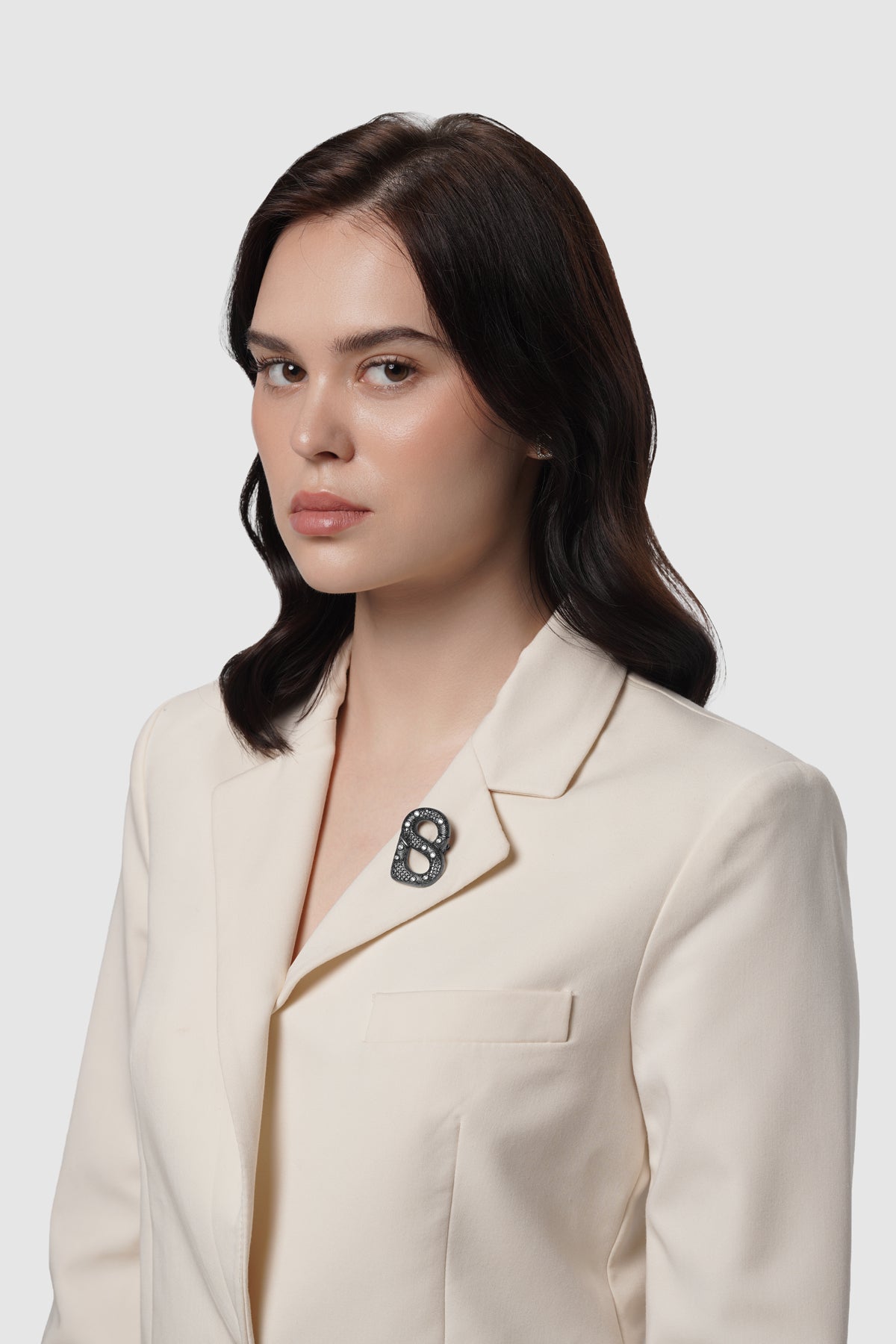 Leona Brooch - Hematite
