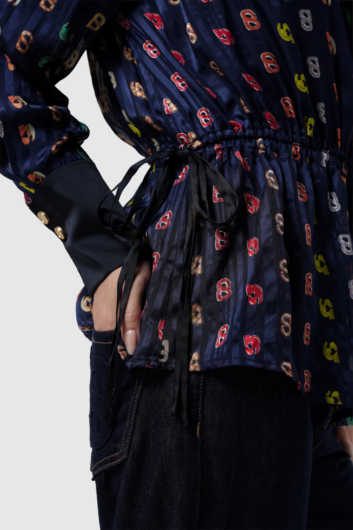 Nagita Silk Shirt - Navy