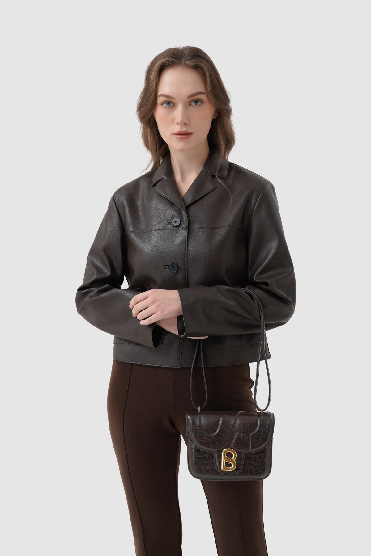 Alba Bag - Dark Chocolate in Croco