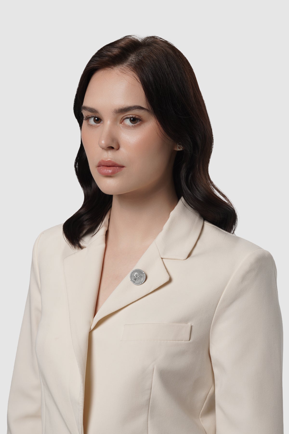 Liora Pin Brooch - Silver Clear