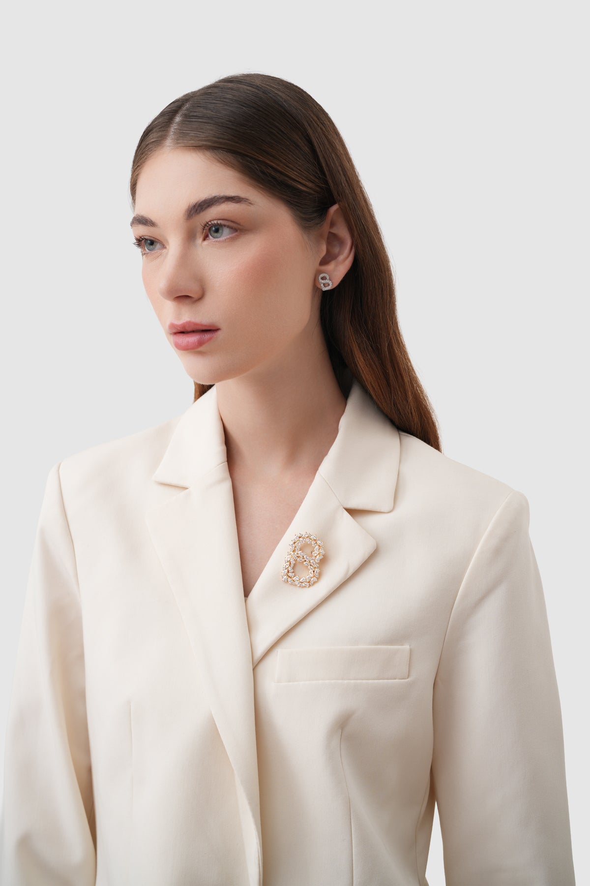 Signature Crystal Brooch - Gold