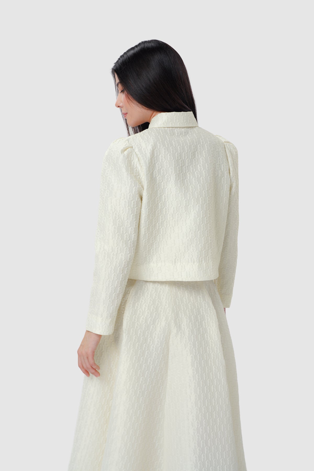 Signature Jacquard Crop Shirt - Ecru