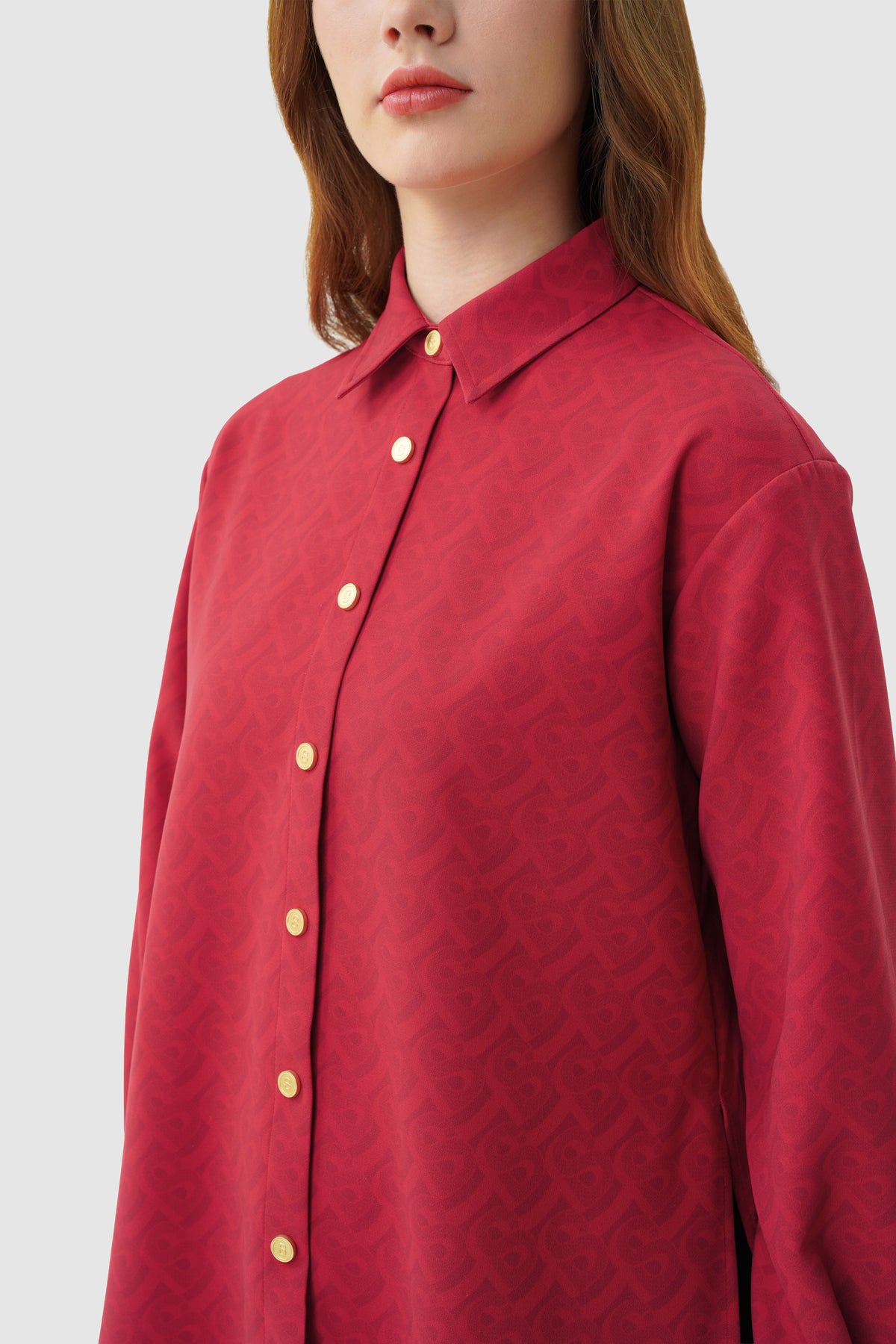 Bimu Monogram Oversized Shirt - Red