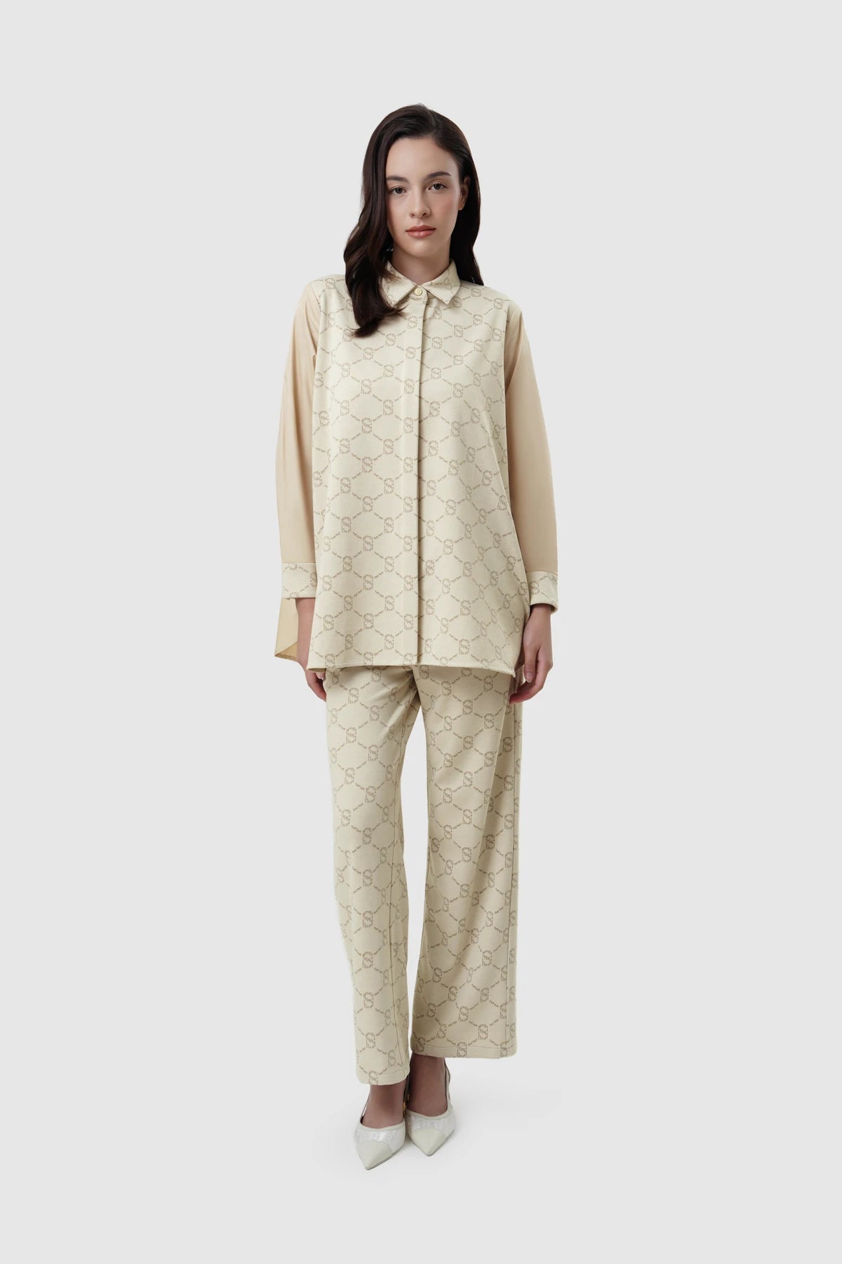 Beverly Monogram Shirt - Cream