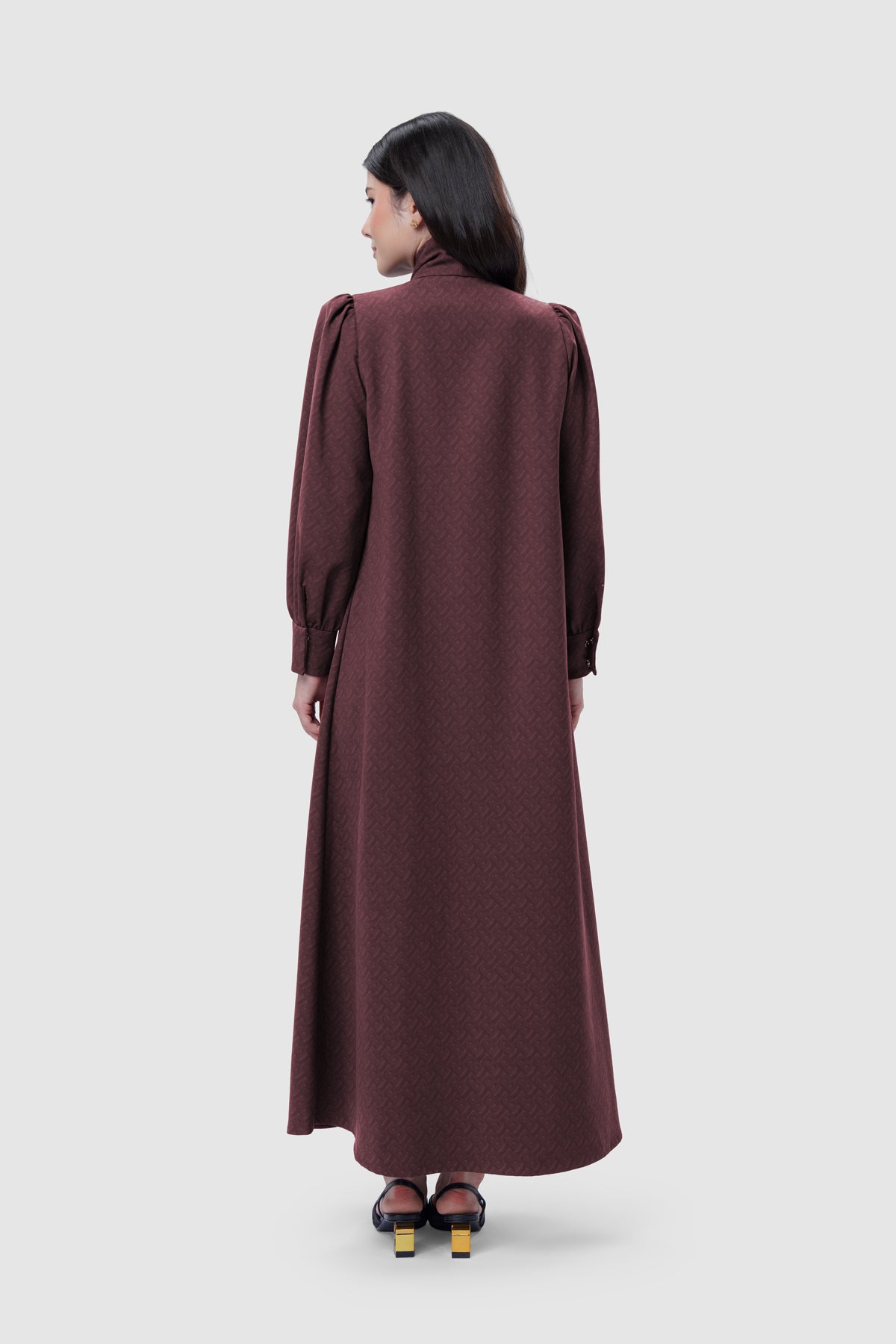 Noura Bow Dress - Deep Maroon