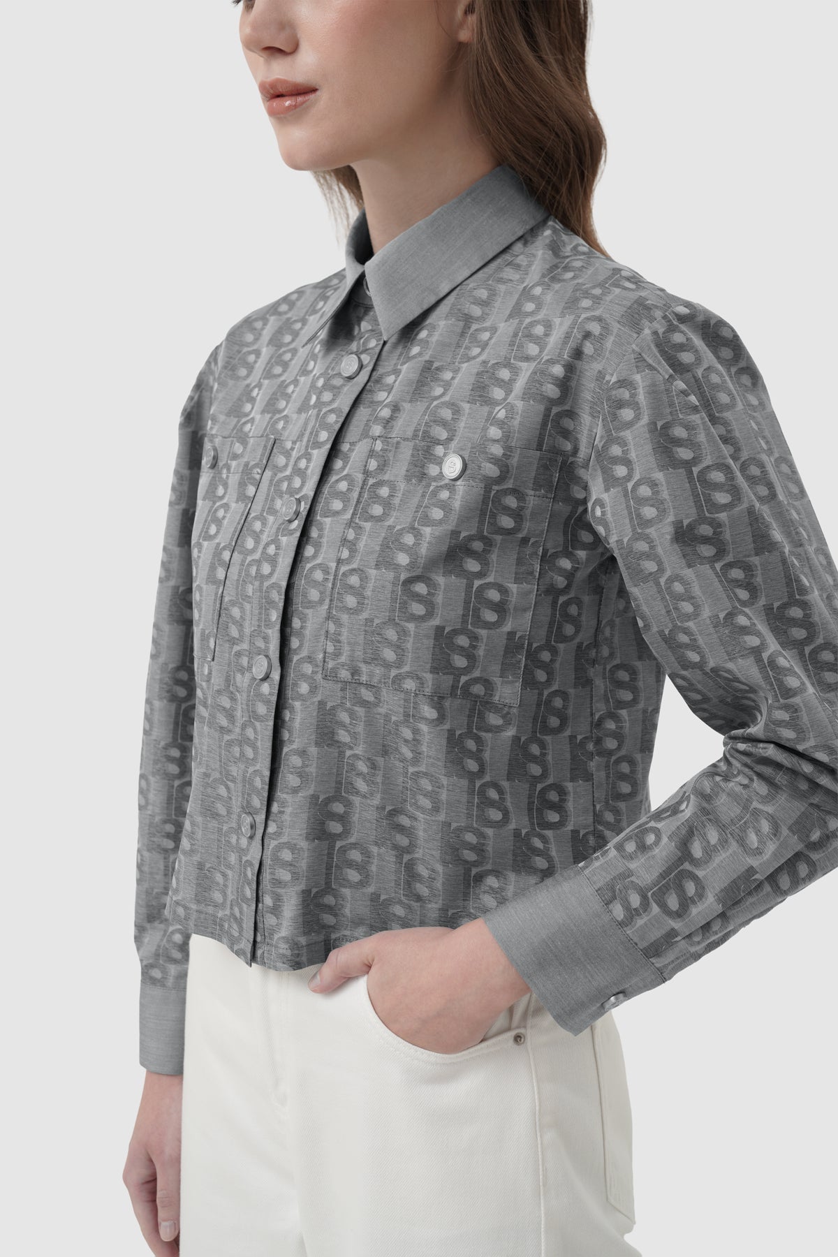 Leena Crop Shirt - Grey