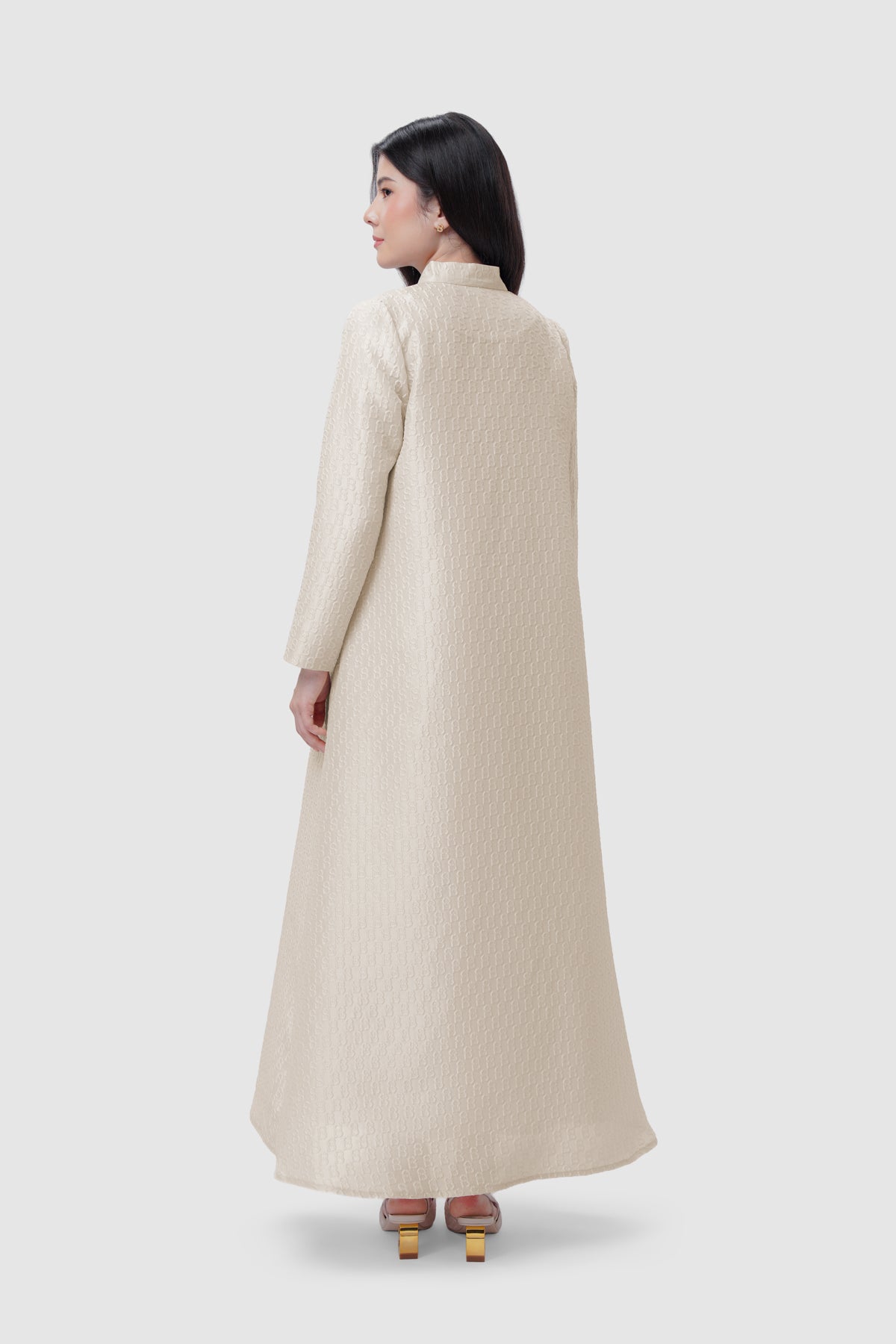 Noura Jacquard Dress - Beige
