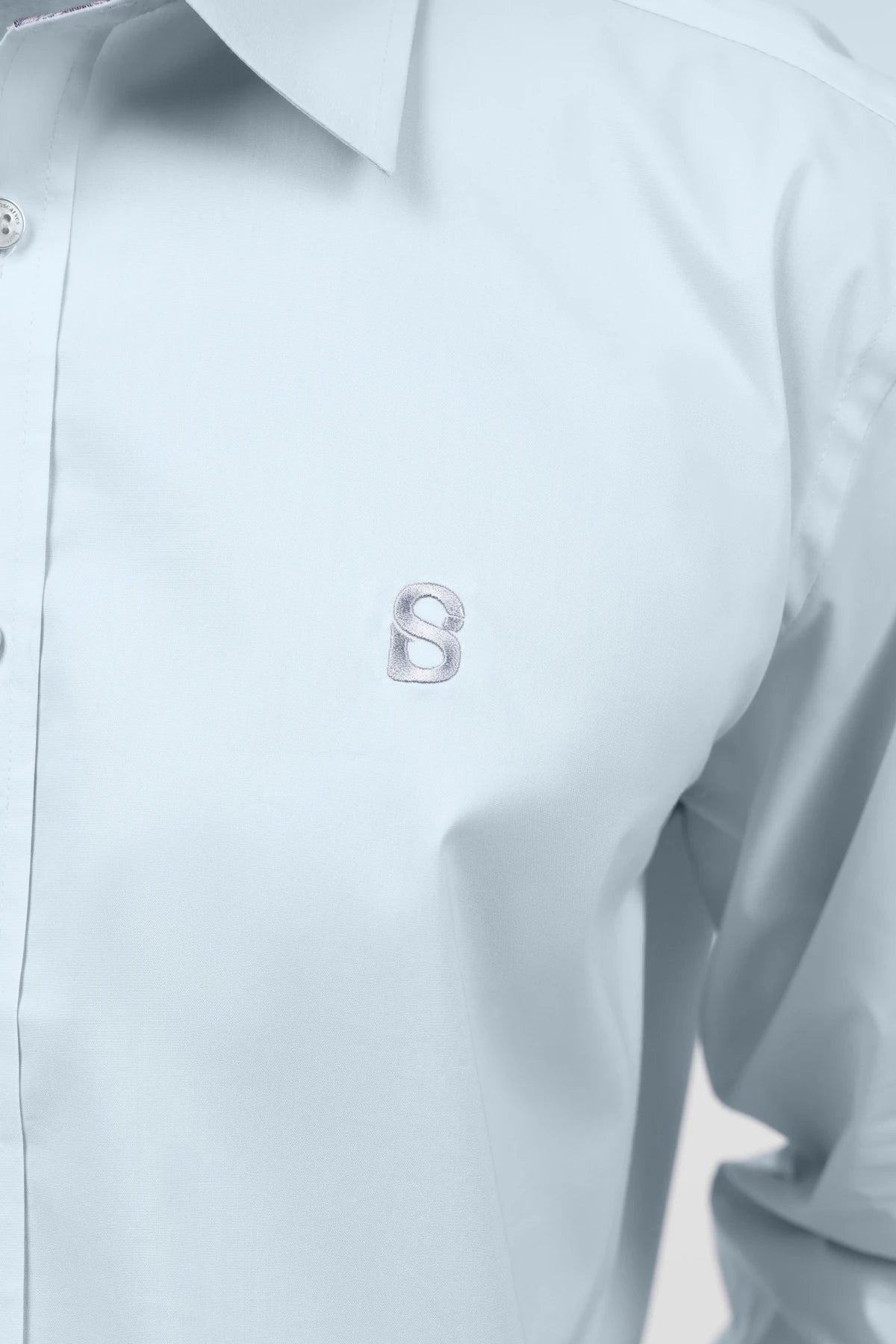 Signature Men Poplin Shirt Long Sleeve - Blue
