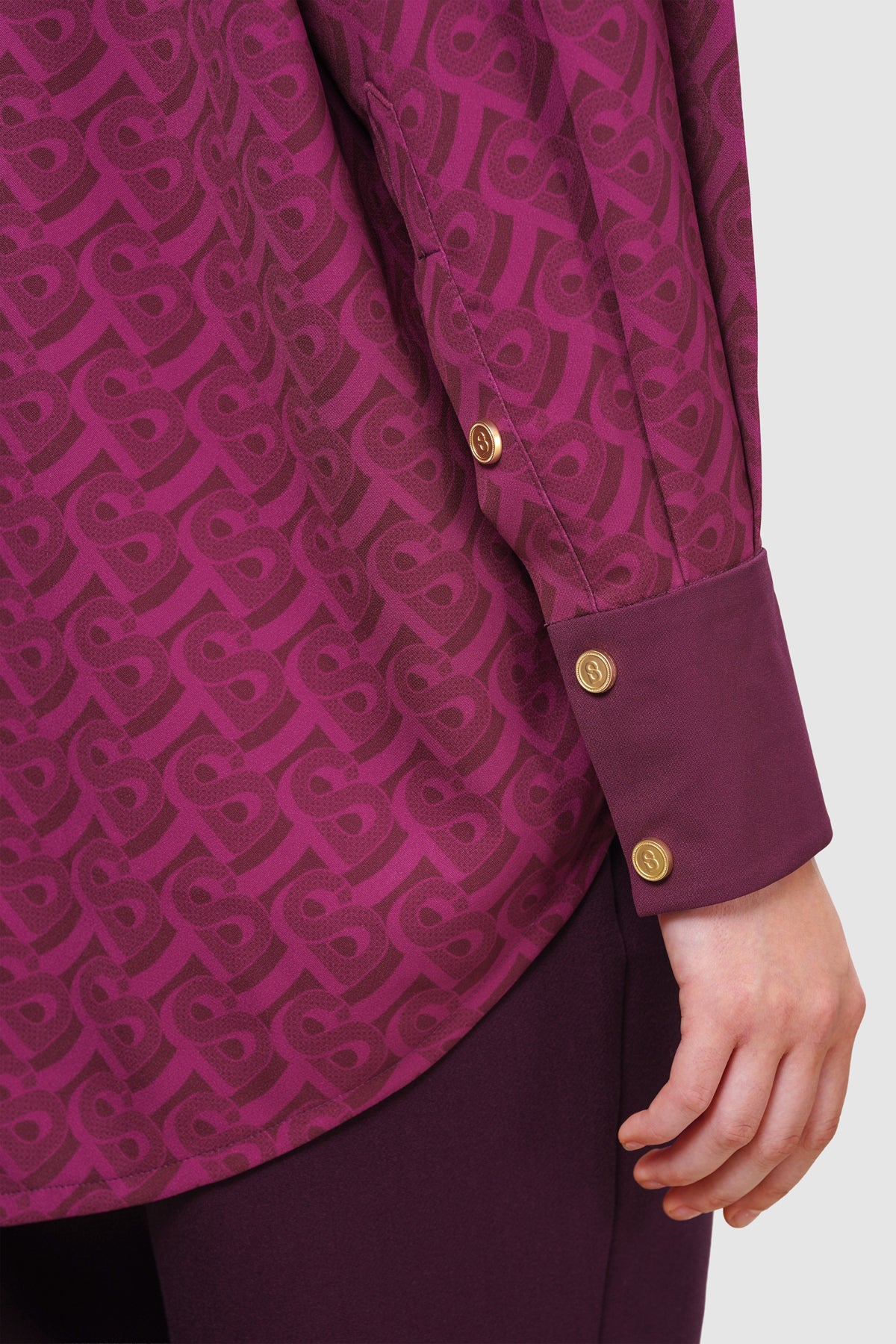 Bimu Monogram Overshirt - Maroon