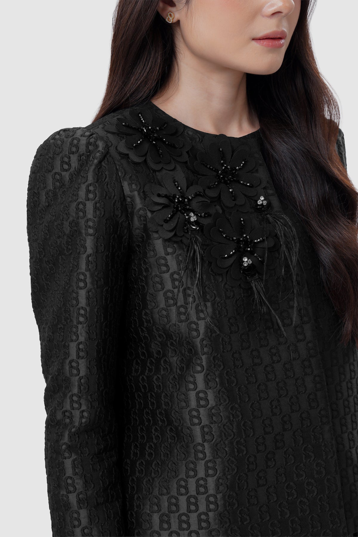 Signature Jacquard Beaded Blazer - Eclipse