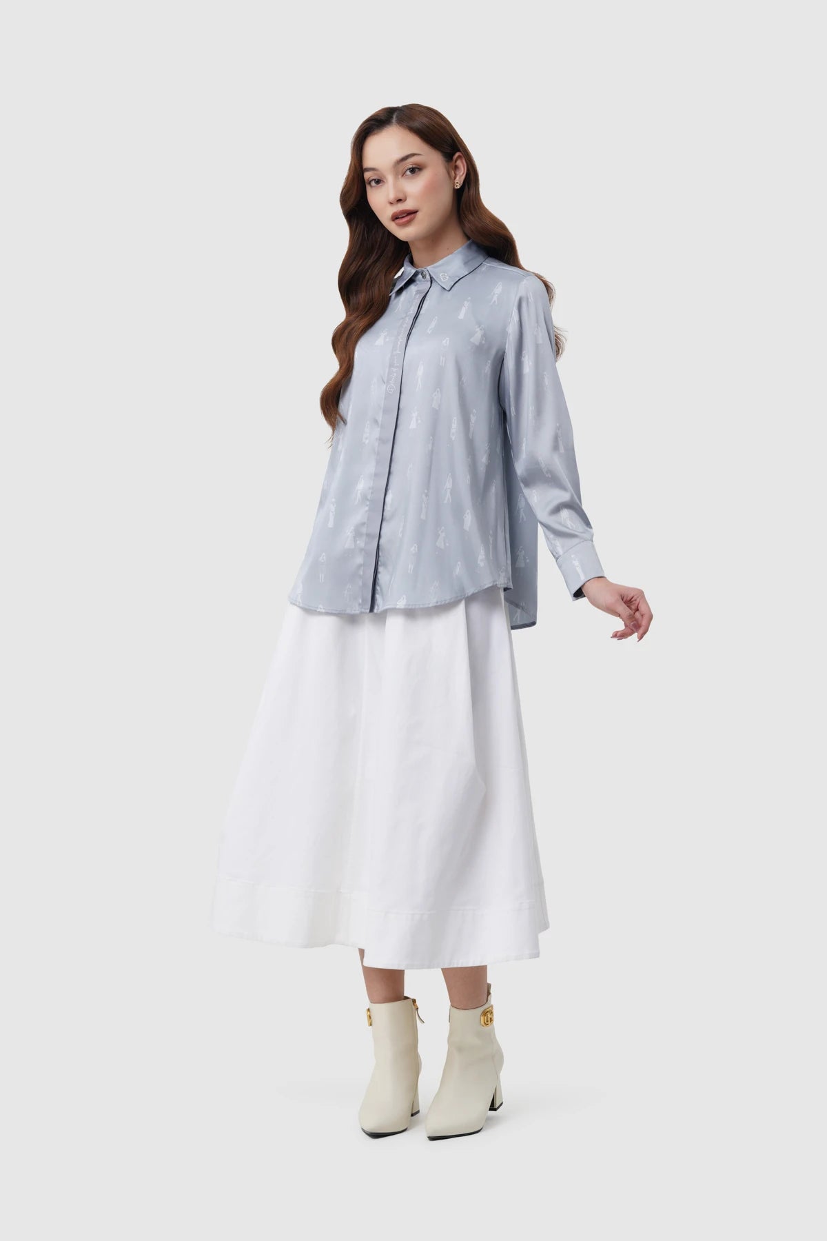The Editor Satin Shirt - Grey