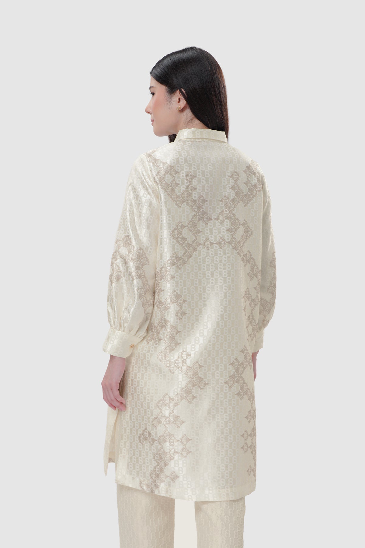 Signature Jacquard Printed Tunic - Ecru