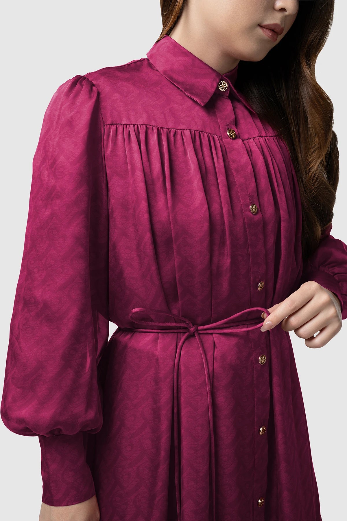 Tropical26 Ruffle Dress - Burgundy
