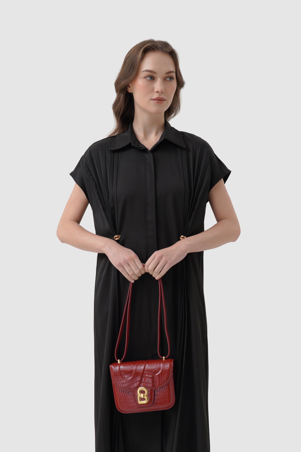Alba Bag - Crimson Red in Croco