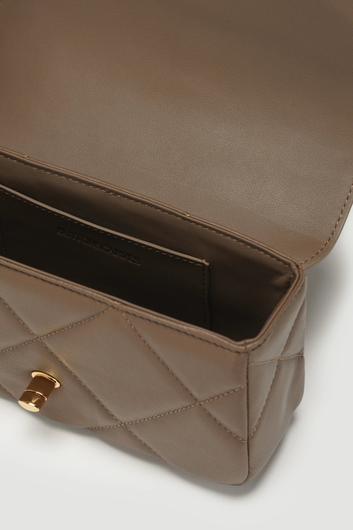 alana small bag in taupe by buttonscarves interior