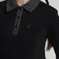 bimu polo dress in black by buttonscarves detail