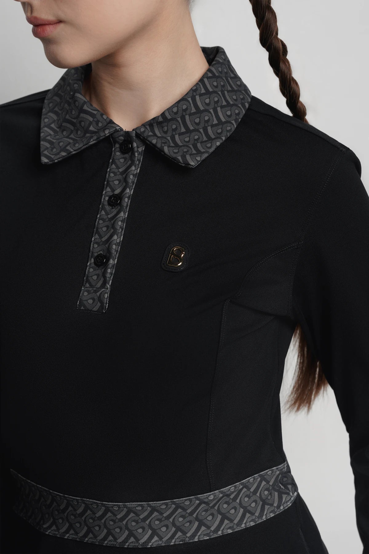bimu polo dress in black by buttonscarves detail