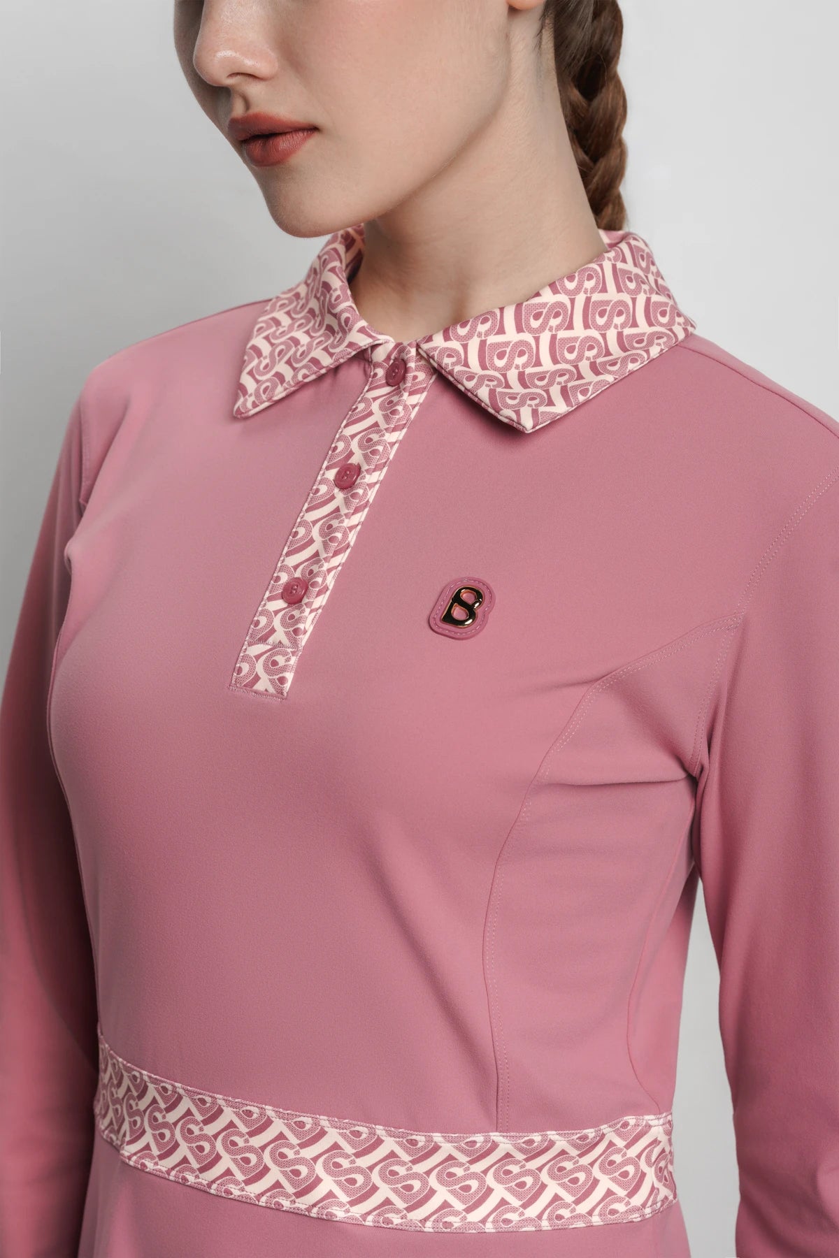 bimu polo dress in mauvewood by buttonscarves detail