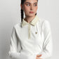 bimu polo dress in vanilla by buttonscarves detail