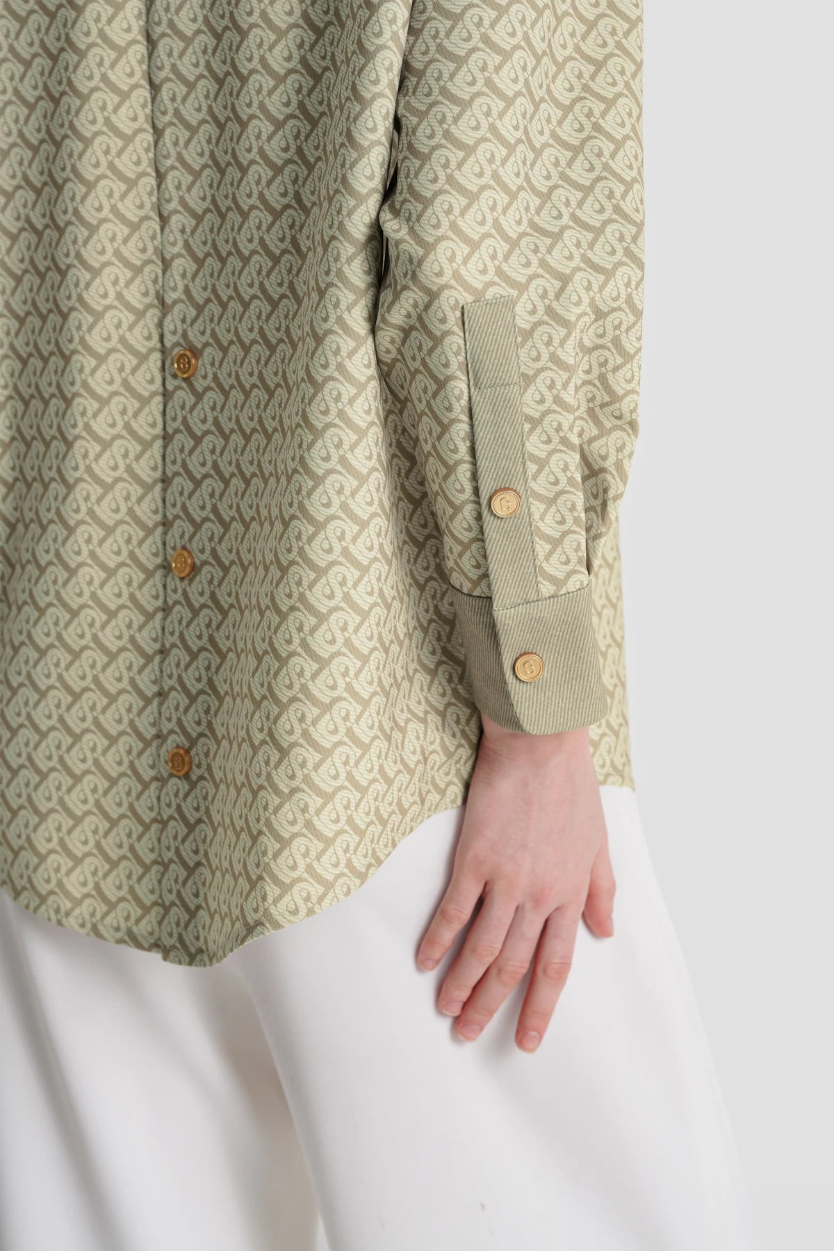 Bimu Twill Back Button Shirt - Beige
