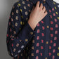 nagita crop shirt in navy by buttonscarves pattern detail