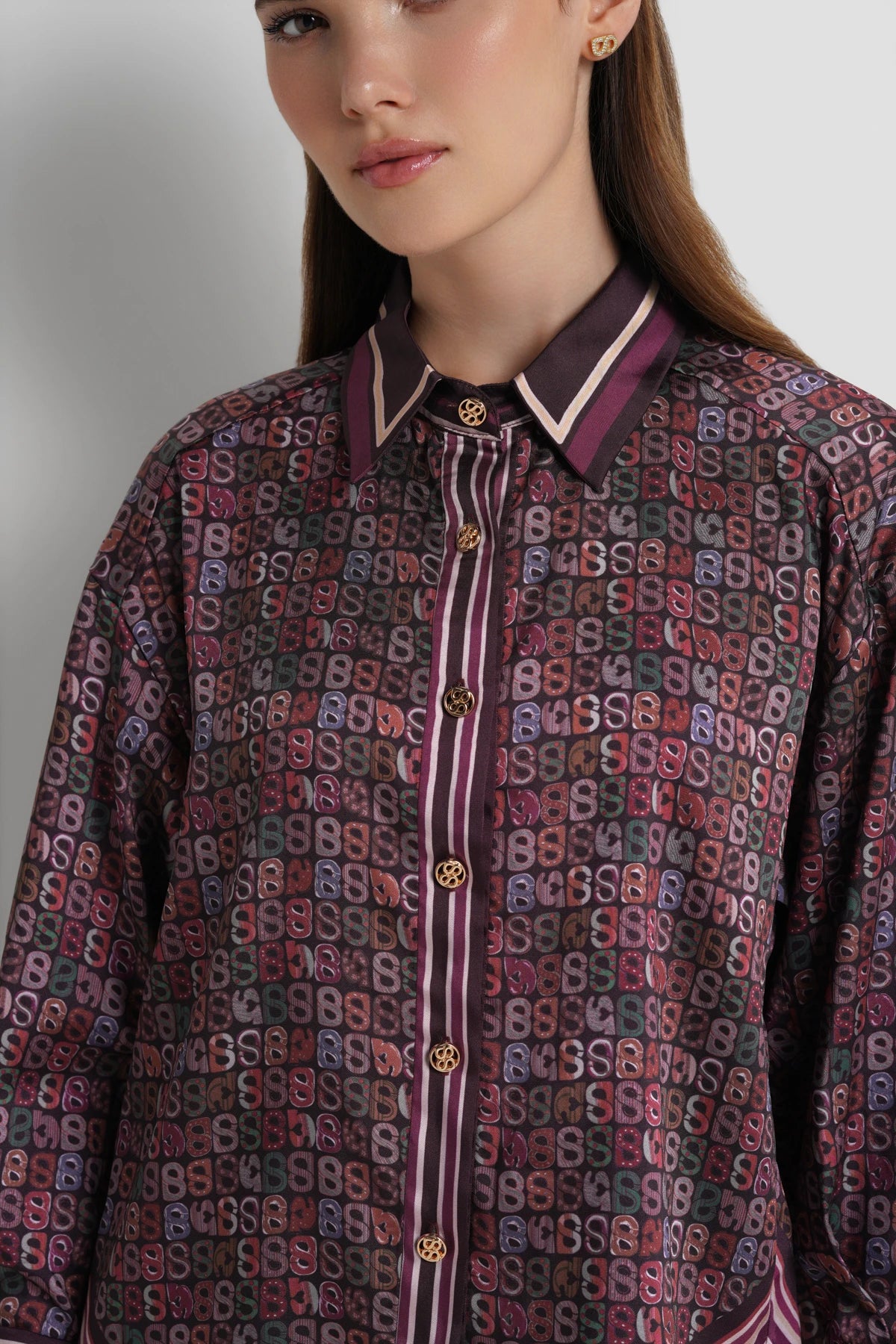 Nagita Oversized Shirt - Burgundy