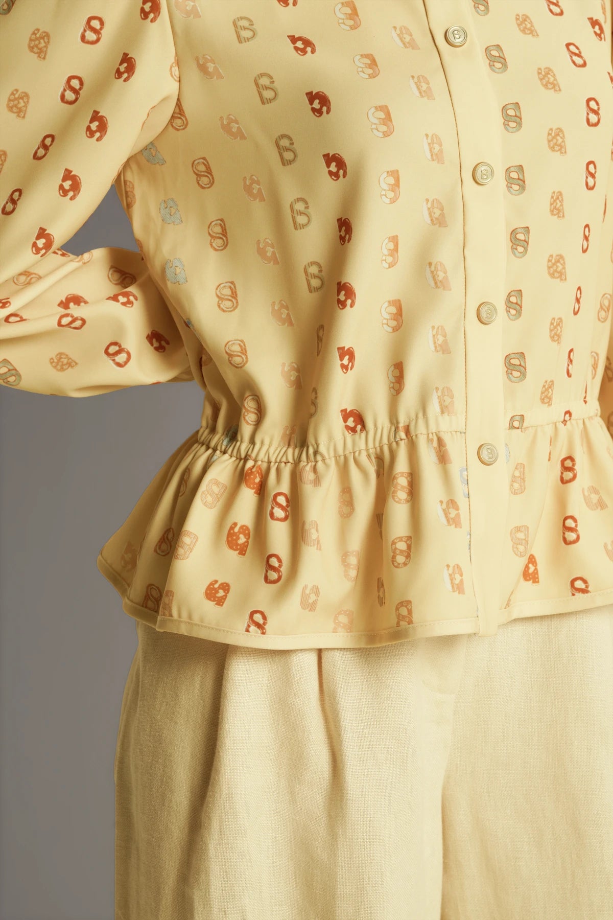 Nagita Peplum Shirt - Butter