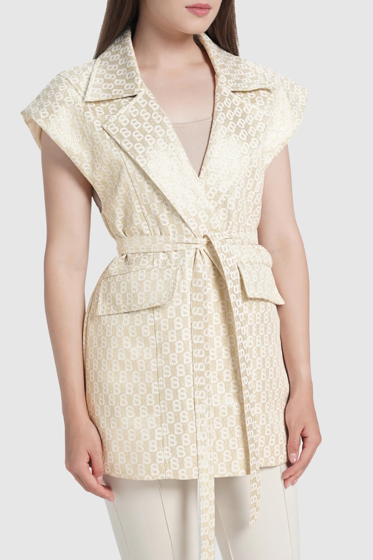 Freya Jacquard Vest - Champagne Gold