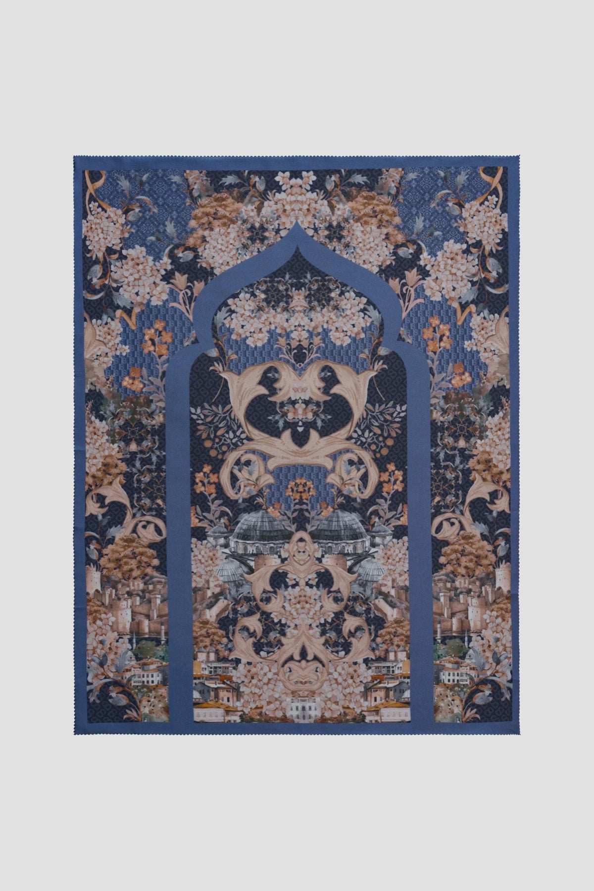 istanbul satin silk prayer robe in bosphorus by buttonscarves with a little mat