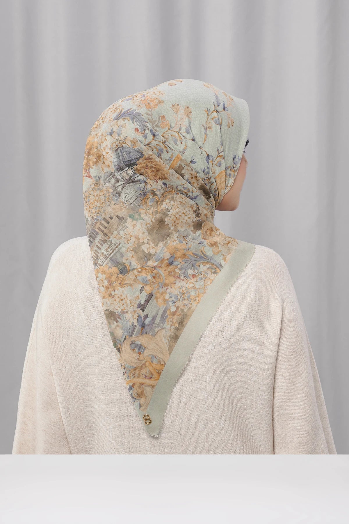 istanbul printed square scarf in galata by buttonscarves back view