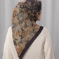 istanbul printed square scarf in kahve by buttonscarves back view