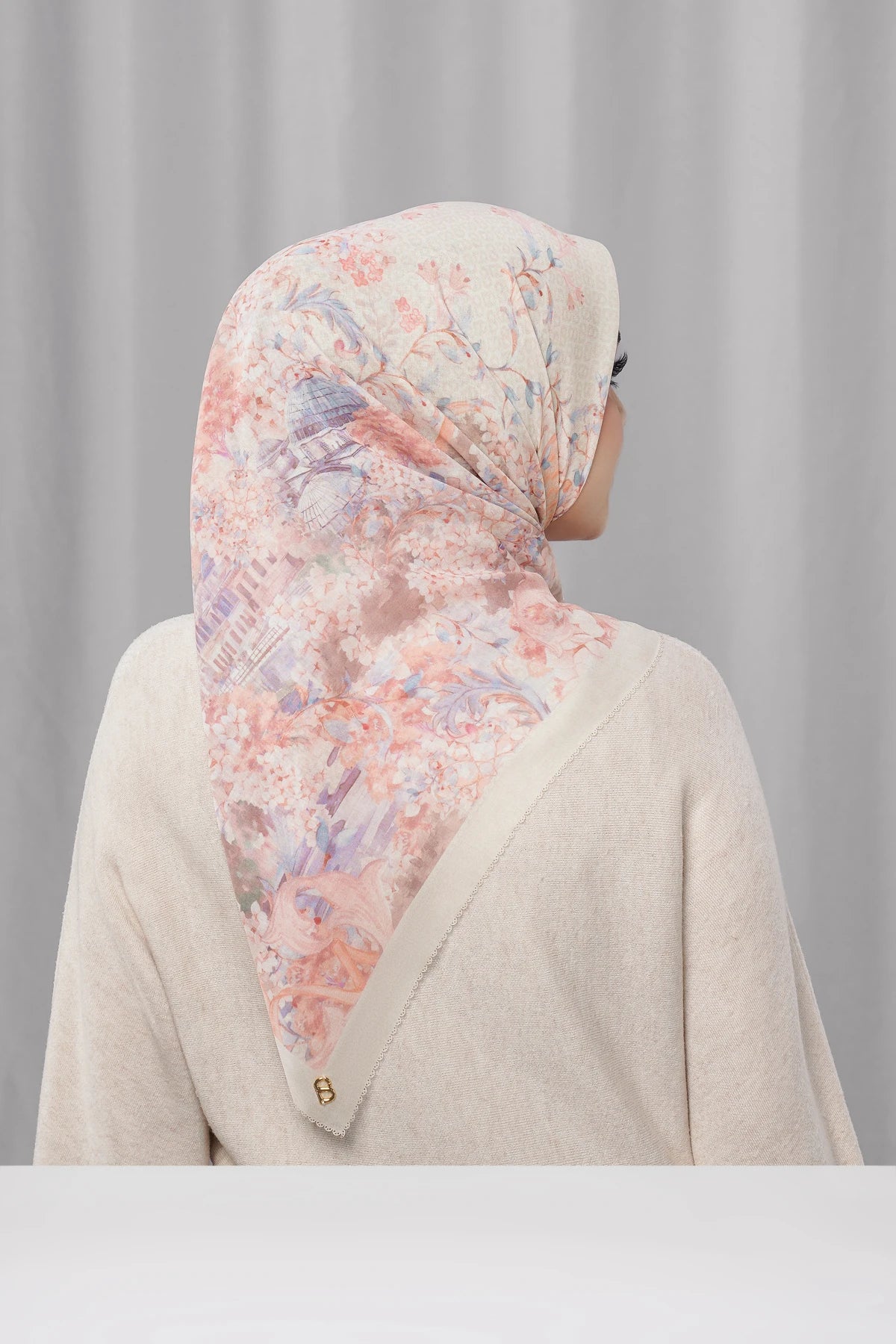 istanbul printed square scarf in palace by buttonscarves back view