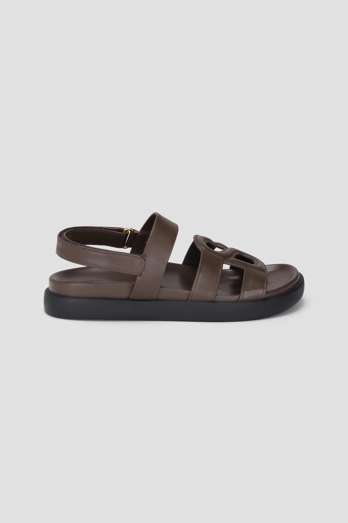 kefi strap slingback sandal in ciocolato by buttonscarves side view