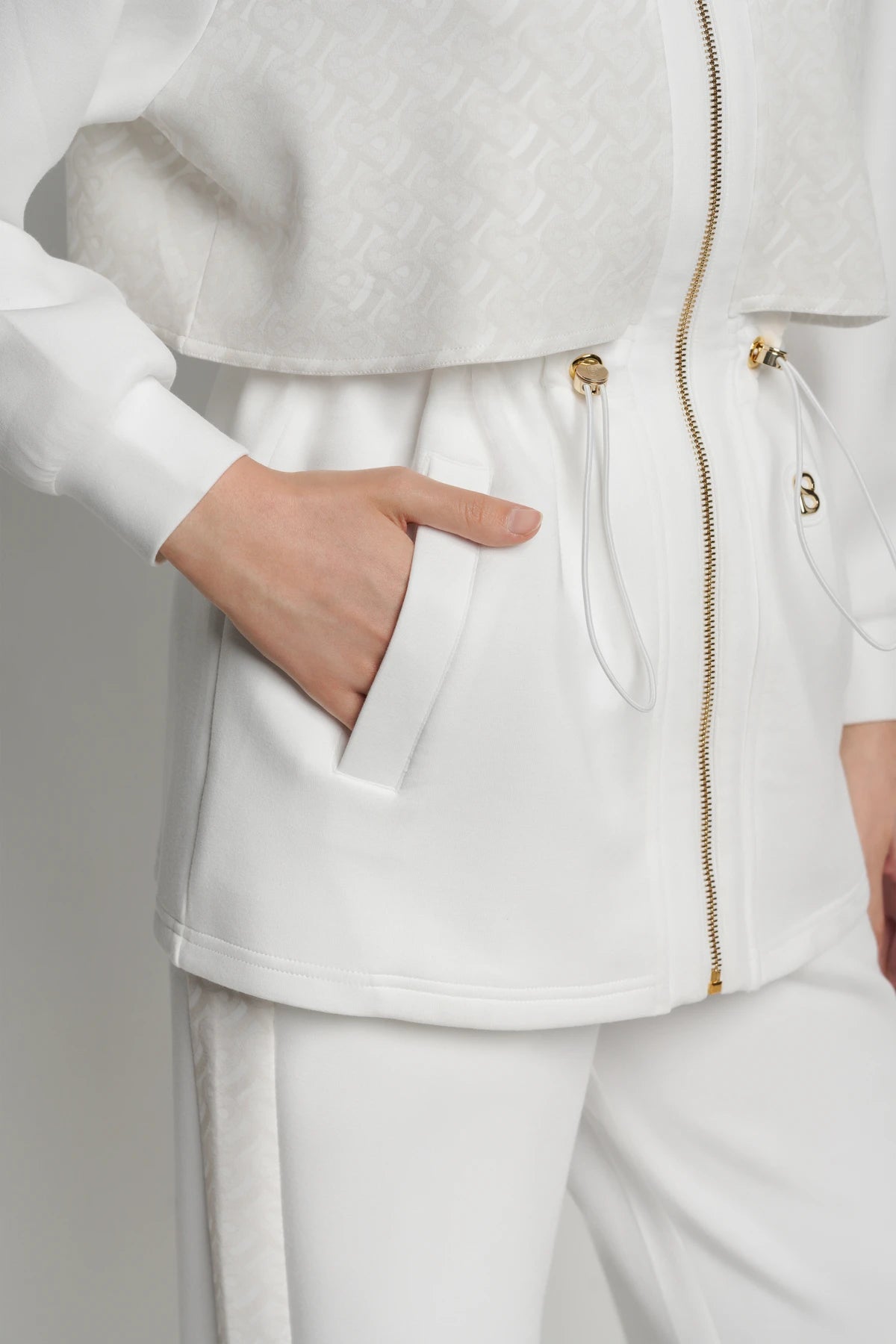liora drawstring jacket in white by buttonscarves pocket detail